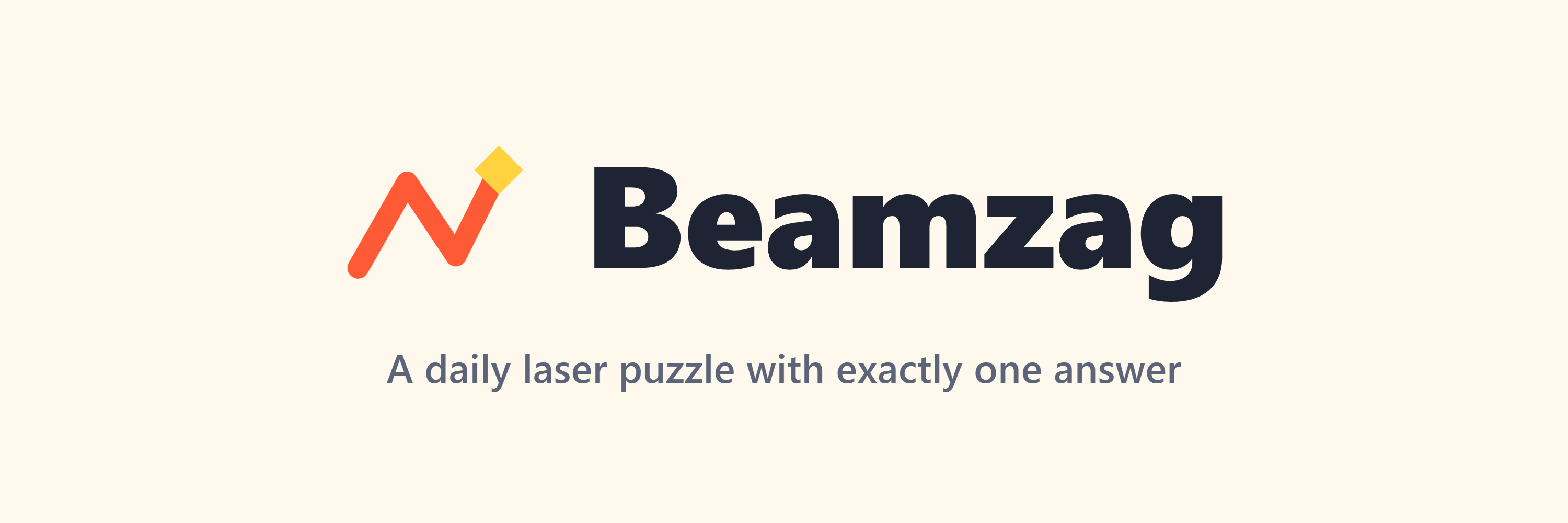 The Beamzag banner: logo and the line A daily laser puzzle with exactly one answer
